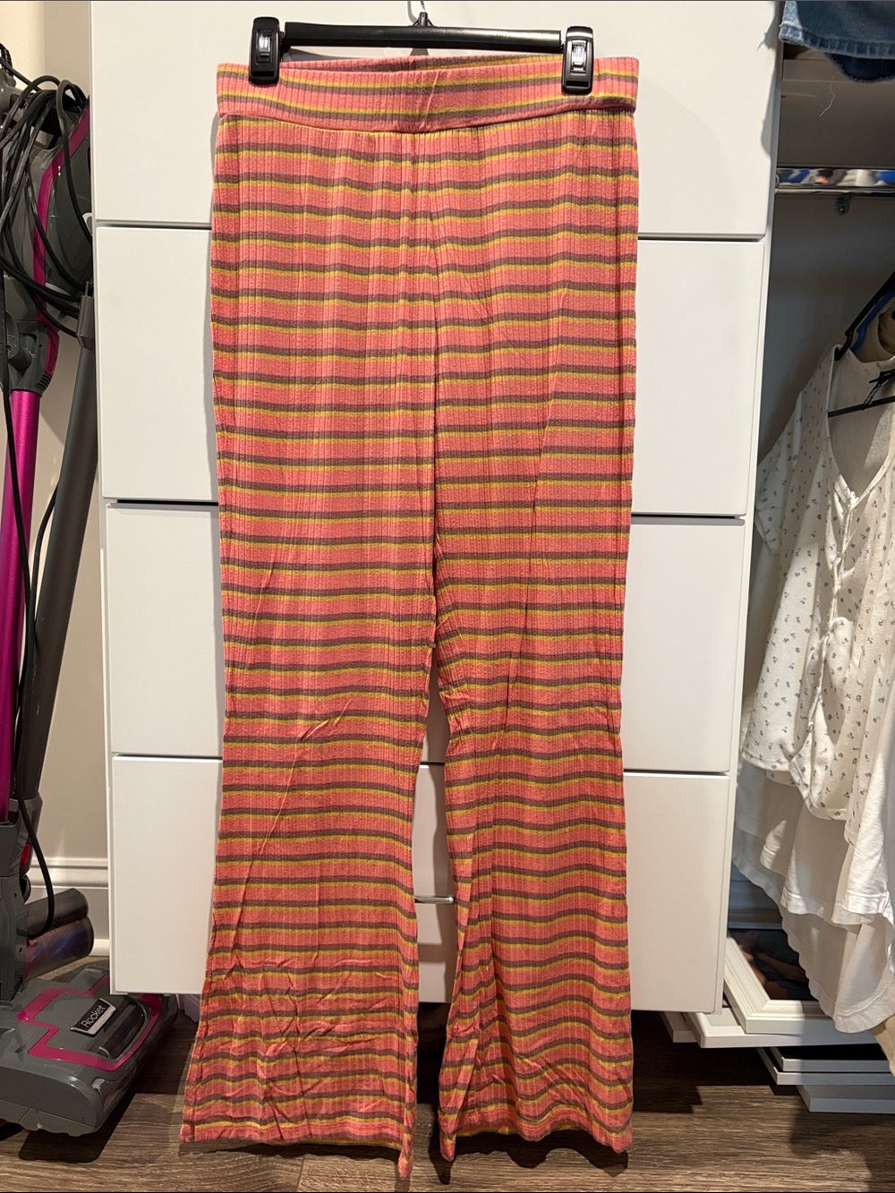 O'Neill Striped Knit Pants in Coral, Yellow & Olive